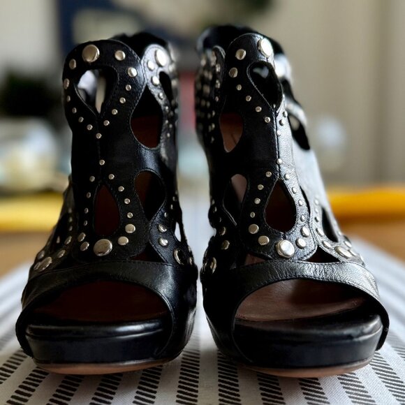 STUDDED PEEP TOE PLATFORM ALAIA BOOTIES SIZE 39.5 - Picture 5 of 7